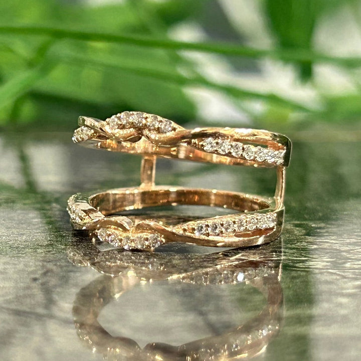 Wrap Ring Guard Enhancer Ring 14k Rose Gold Finish - Wedding Ring Enhancer - Special Anniversary Gift For Wife