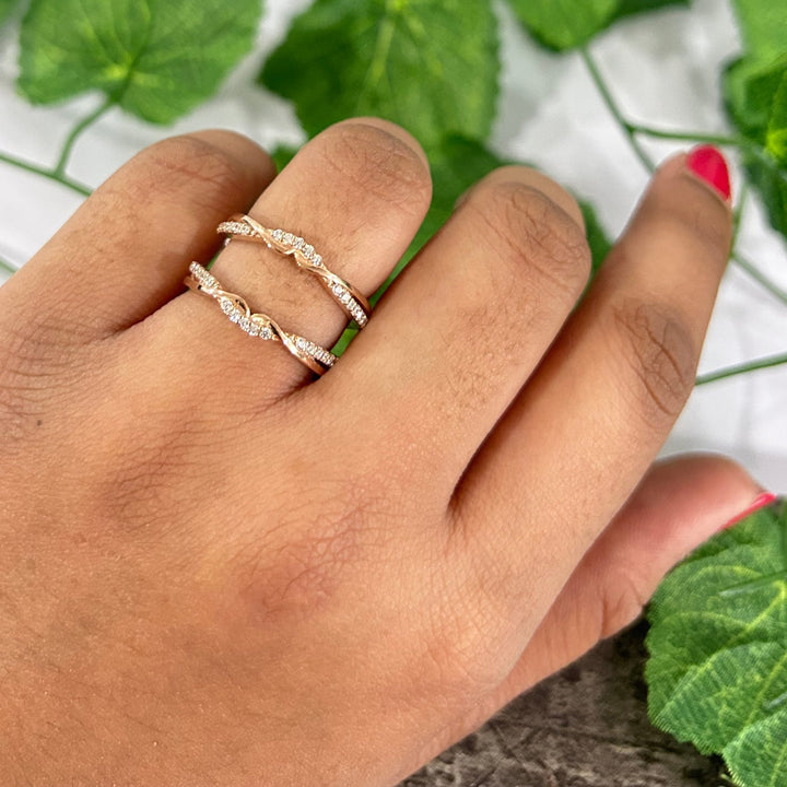 Wrap Ring Guard Enhancer Ring 14k Rose Gold Finish - Wedding Ring Enhancer - Special Anniversary Gift For Wife