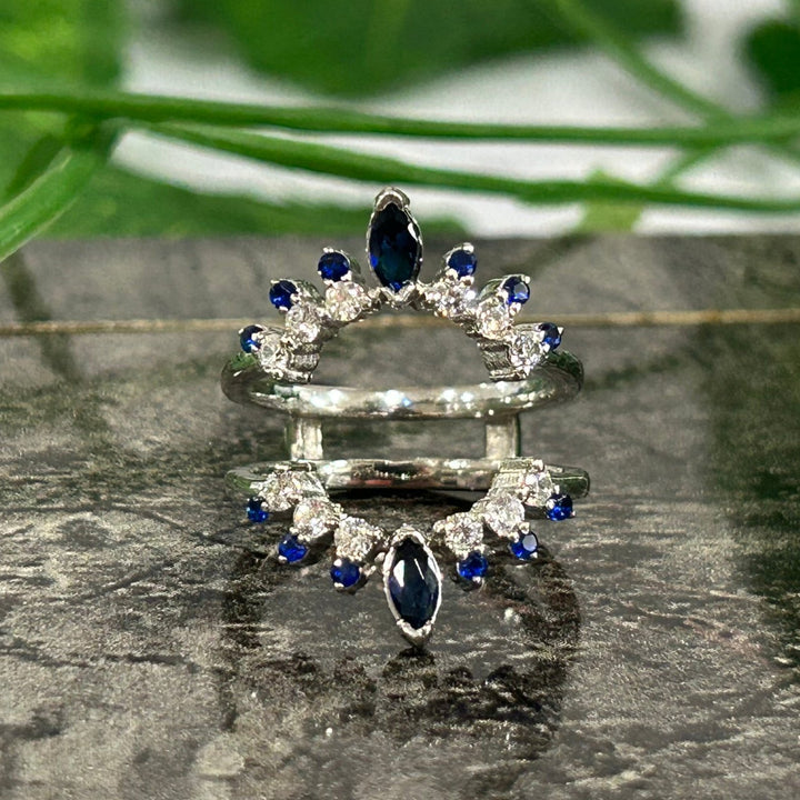 Blue Sapphire Vintage style Wedding Ring Enhancer - Anniversary Gift