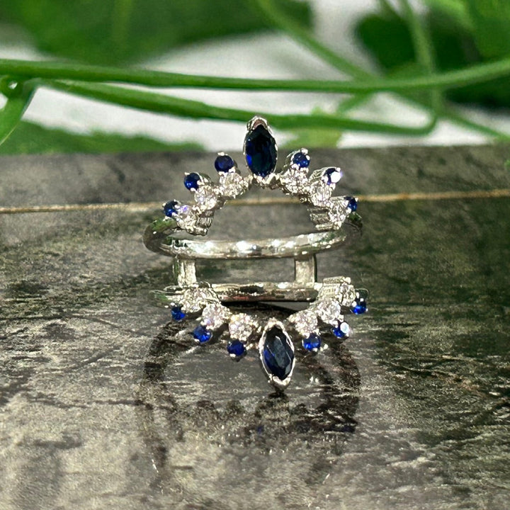 Blue Sapphire Vintage style Wedding Ring Enhancer - Anniversary Gift