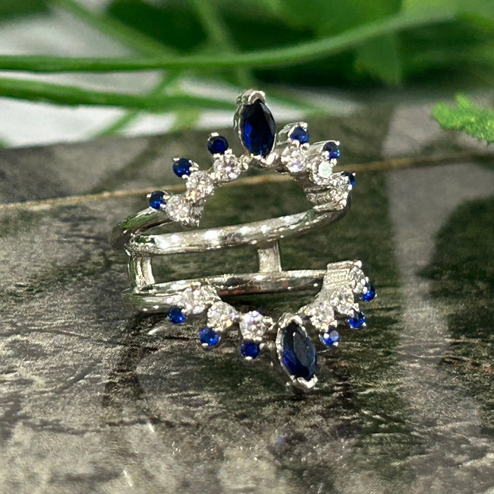 Blue Sapphire Vintage style Wedding Ring Enhancer - Anniversary Gift