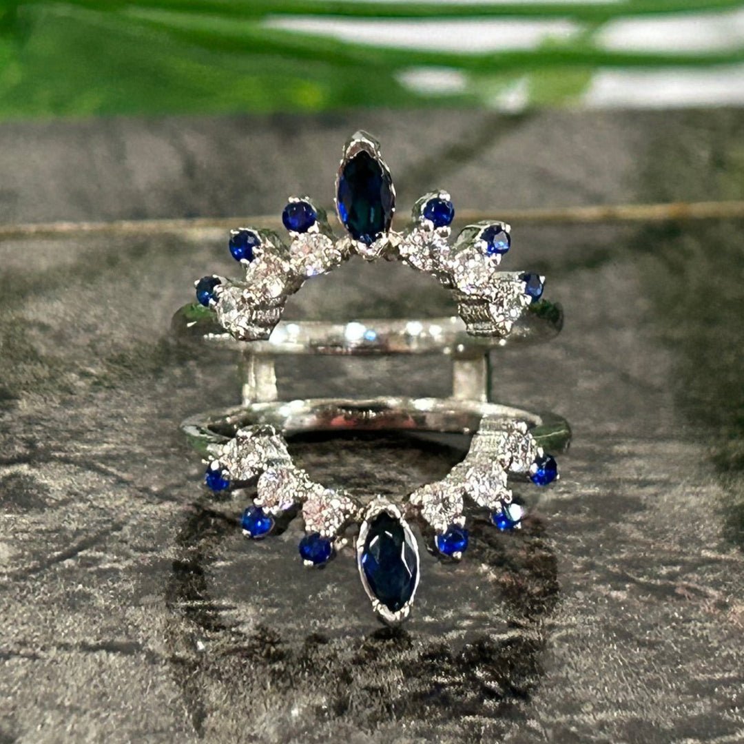 Blue Sapphire Vintage style Wedding Ring Enhancer - Anniversary Gift