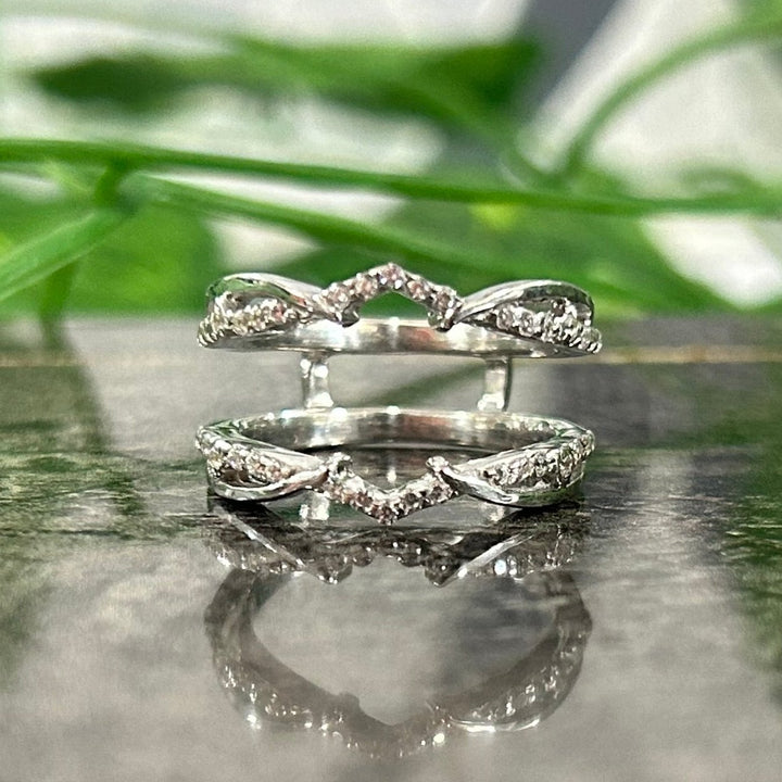 Vintage Wrap Ring Enhancer Ring 14k White Gold Finish - Wedding Ring Enhancer - Special Anniversary Gift For Wife