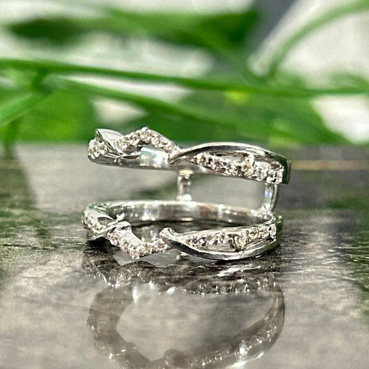 Vintage Wrap Ring Enhancer Ring 14k White Gold Finish - Wedding Ring Enhancer - Special Anniversary Gift For Wife