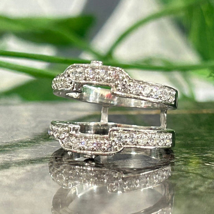 Alloy Square Halo Style Engagement Enhancer Ring Guard - Gift For Wife