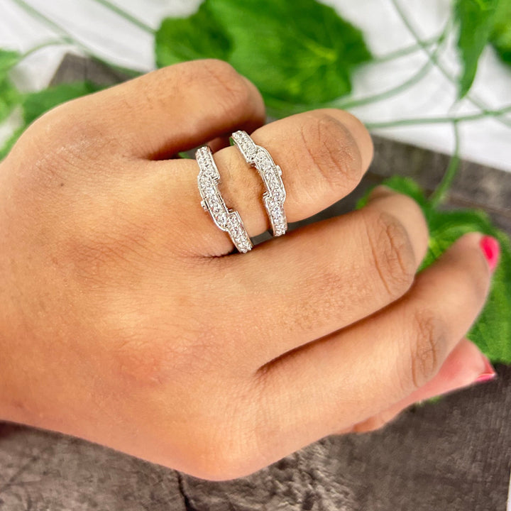 Alloy Square Halo Style Engagement Enhancer Ring Guard - Gift For Wife