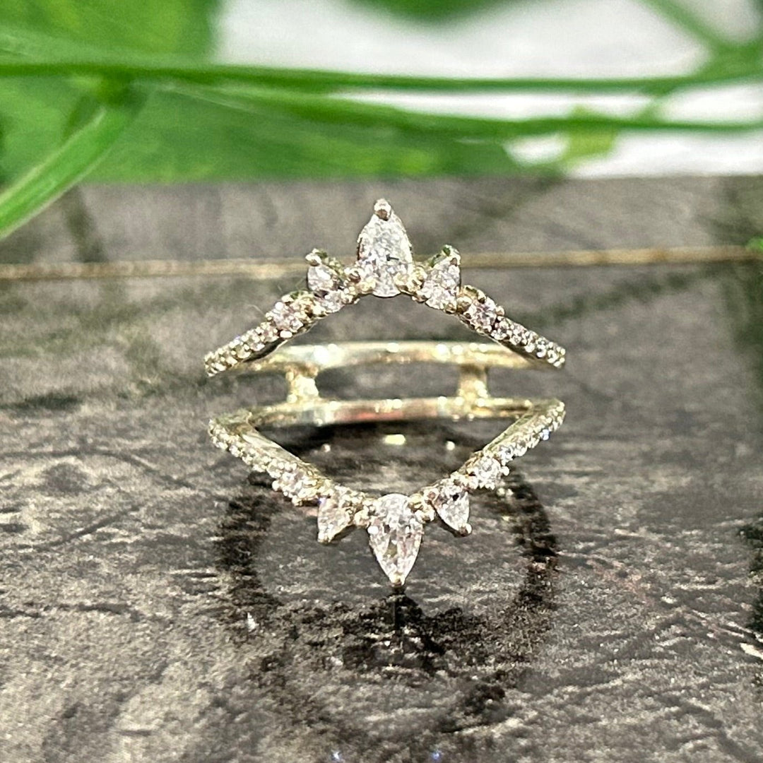 Pear Cut Diamond Engagement Ring Enhancer in 925 Sterling Silver - Birthday Gift for Her