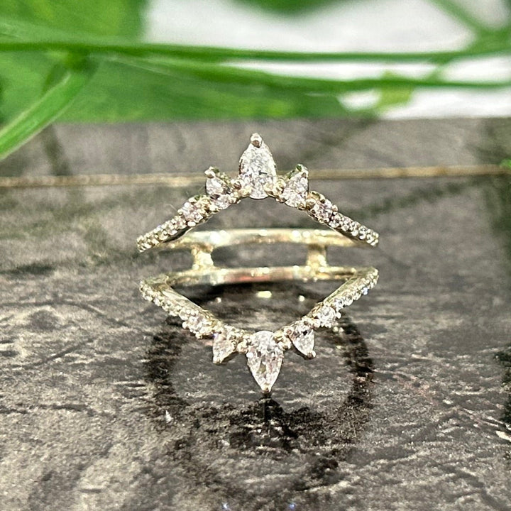 Pear Cut Diamond Engagement Ring Enhancer in 925 Sterling Silver - Birthday Gift for Her