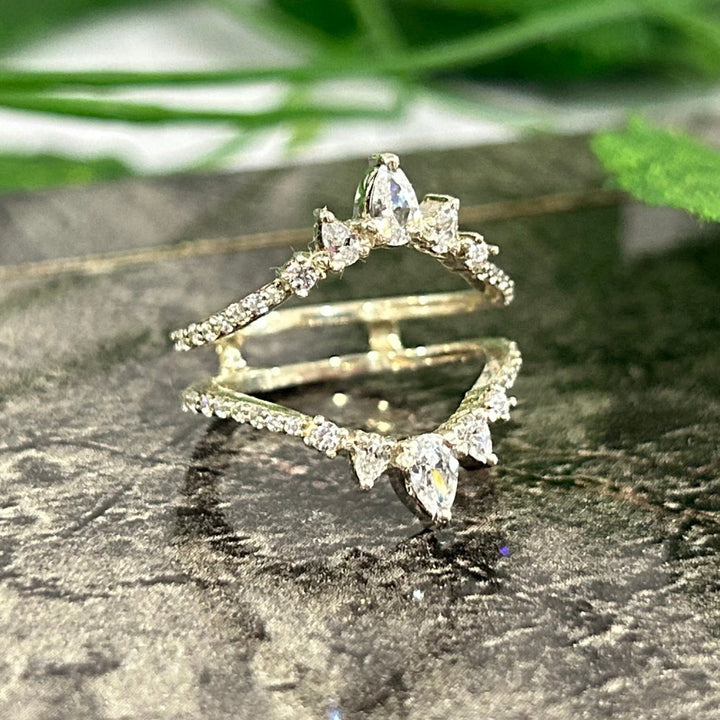 Pear Cut Diamond Engagement Ring Enhancer in 925 Sterling Silver - Birthday Gift for Her
