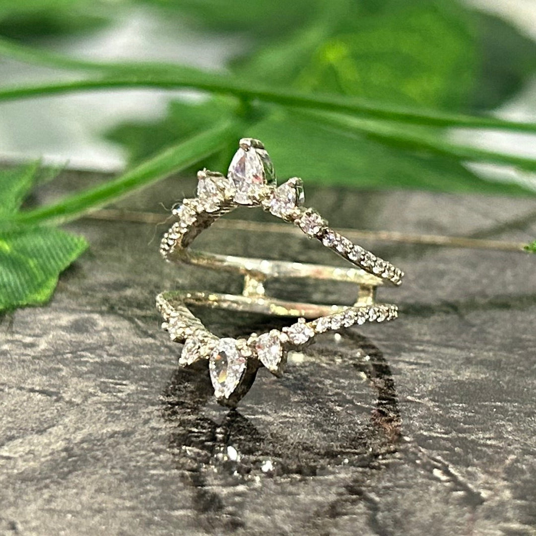 Pear Cut Diamond Engagement Ring Enhancer in 925 Sterling Silver - Birthday Gift for Her