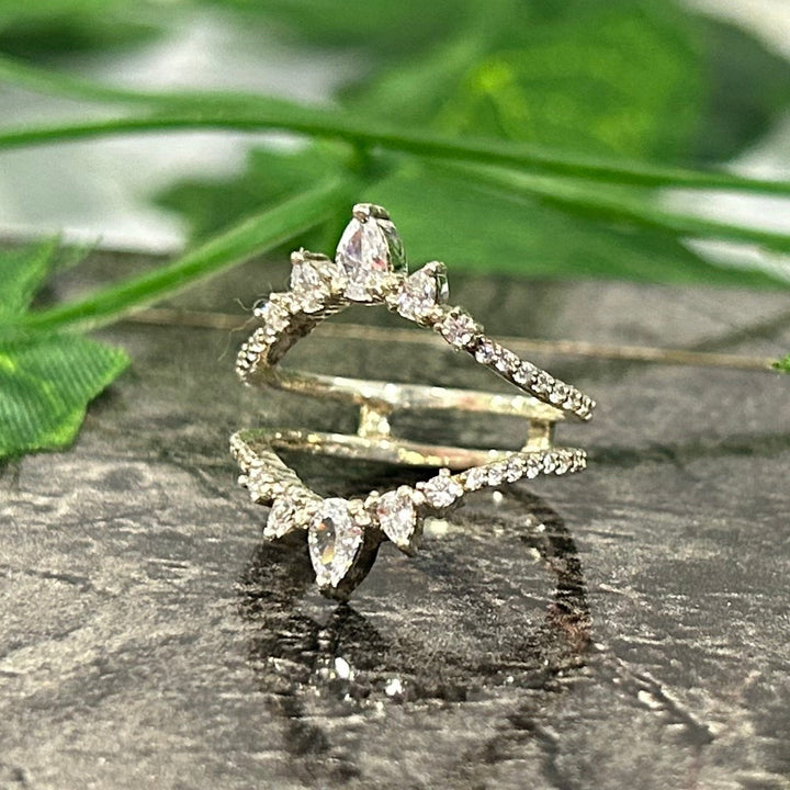 Pear Cut Diamond Engagement Ring Enhancer in 925 Sterling Silver - Birthday Gift for Her
