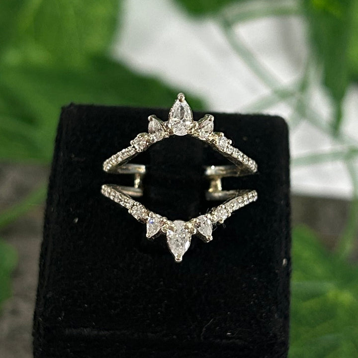 Pear Cut Diamond Engagement Ring Enhancer in 925 Sterling Silver - Birthday Gift for Her