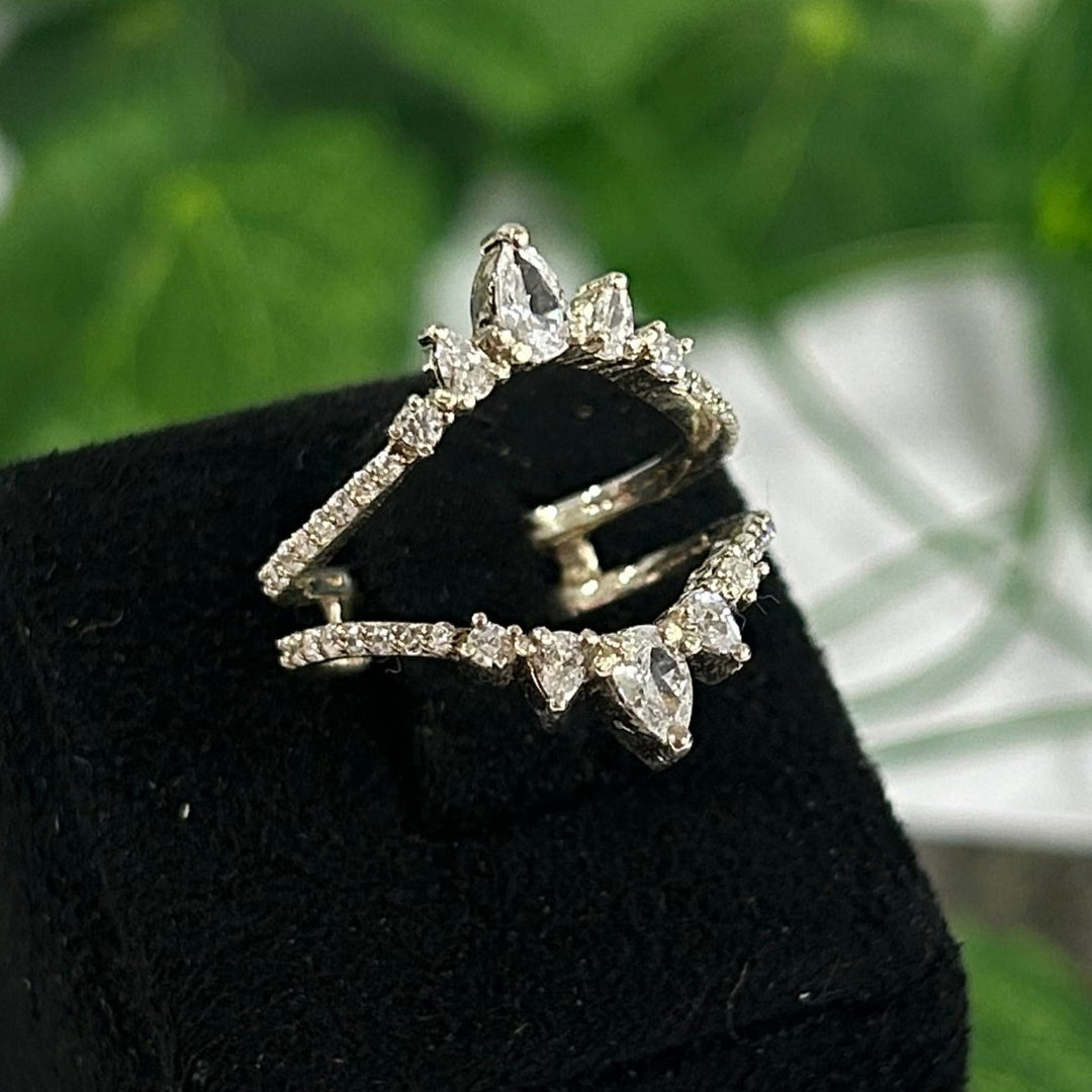 Pear Cut Diamond Engagement Ring Enhancer in 925 Sterling Silver - Birthday Gift for Her