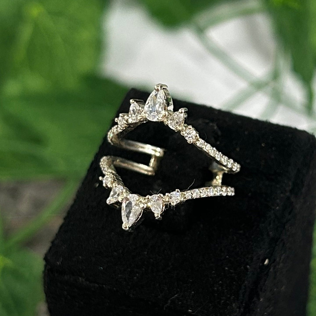 Pear Cut Diamond Engagement Ring Enhancer in 925 Sterling Silver - Birthday Gift for Her