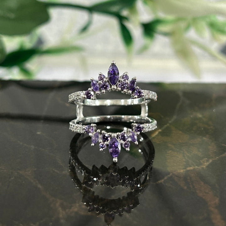 Marquise Cut Amethyst wedding Ring Jacket in 14k White gold Finish - Anniversary Gift