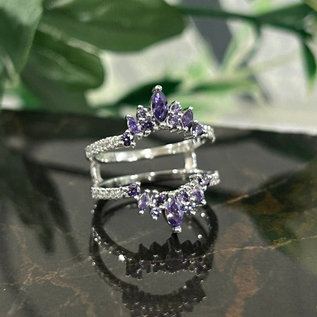 Marquise Cut Amethyst wedding Ring Jacket in 14k White gold Finish - Anniversary Gift