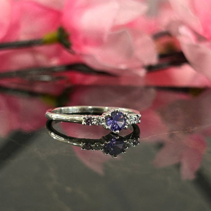 Round Cut Amethyst Promise Ring in 925 Sterling Silver Special Gift For Christmas