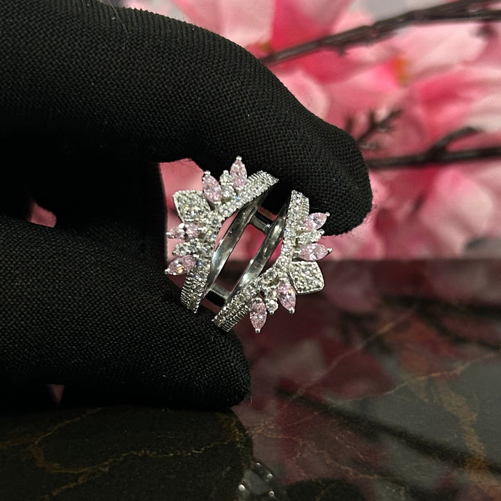 Baby pink Customized Ring Enhance in 14K White Gold Over - Birthday gift For Mum