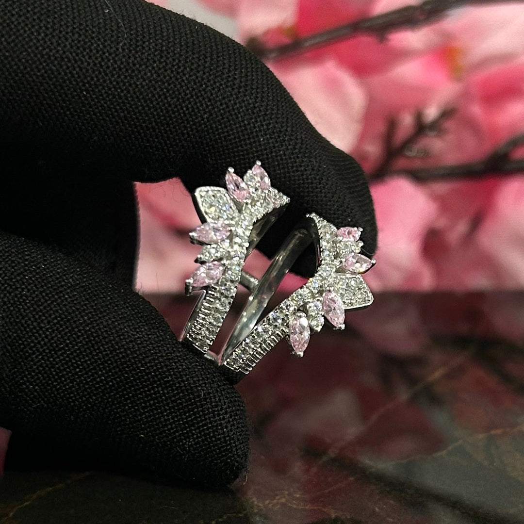 Baby pink Customized Ring Enhance in 14K White Gold Over - Birthday gift For Mum