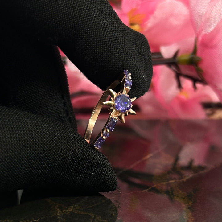 Amethyst Sunflower Lost Princess Ring in 925 Sterling Silver - Sunburst Promise Ring For Womens