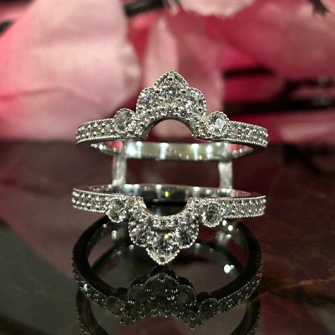 Art Deco Enhancer Ring - Victorian Wedding Wrap Ring Guard - Gift For Her