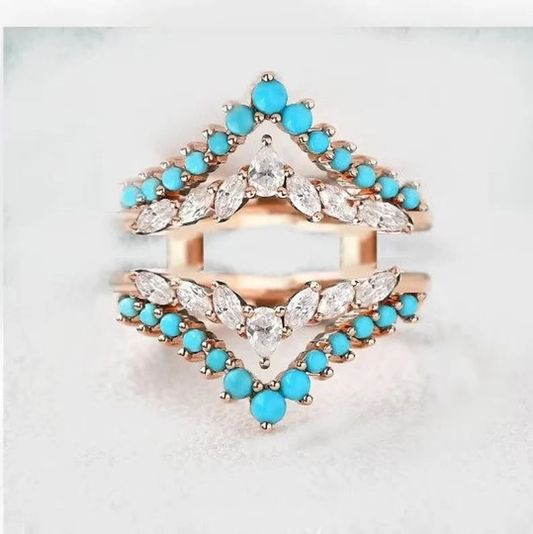 Vintage Turquoise band - Diamond Engagement Ring Enhancer-Ring Wrap Enhance-AJUKEnterprise