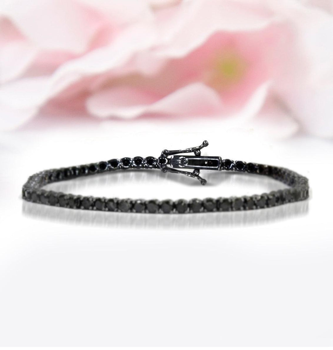 Black Diamond Tennis Bracelet in 925 Sterling Silver - Unisex Bracelet