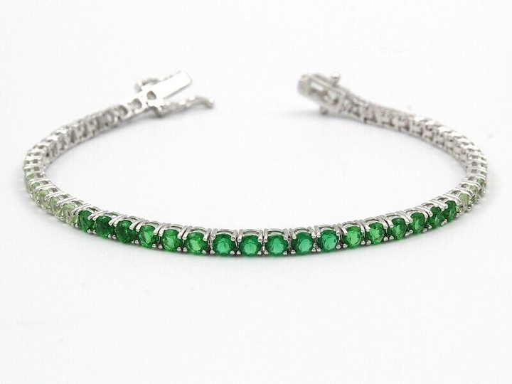 2.5mm Emerald & Peridot Tennis Bracelet in 7.5"