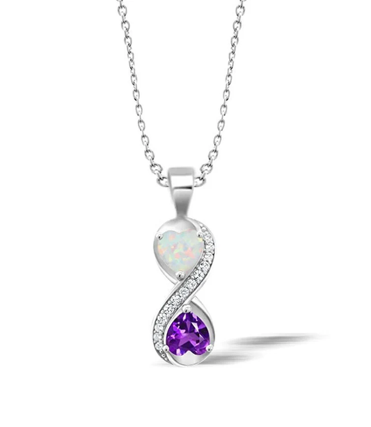 Heart Opal and Amethyst Keepsake Infinity Pendant