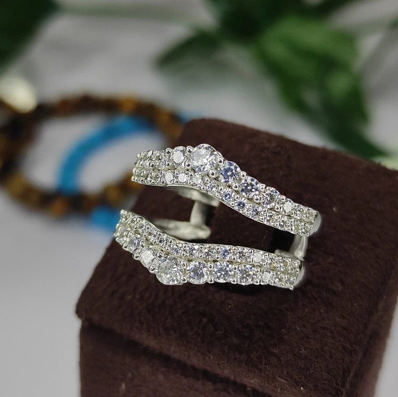 Wedding Ring Enhancer Wrap band- Women's Enhancer Engagement Ring Solid Sterling Silver-Ring-AJUKEnterprise