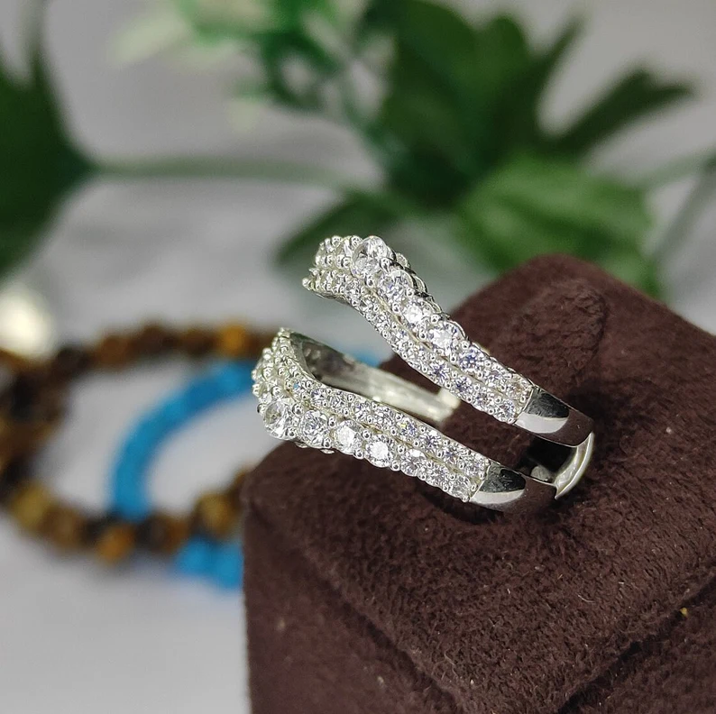 Wedding Ring Enhancer Wrap band- Women's Enhancer Engagement Ring Solid Sterling Silver-Ring-AJUKEnterprise