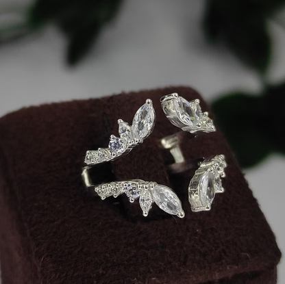 Marquise & Round Cut Open Enhancer Wedding Ring 925 Sterling Silver-Ring Wrap Enhance-AJUKEnterprise