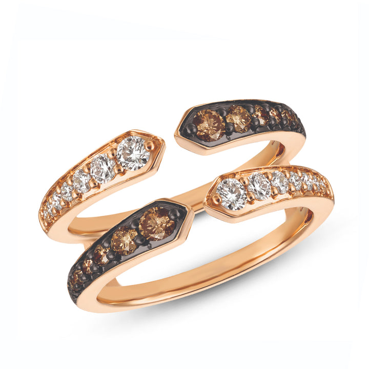 Brown & White Diamond Open Ring Enhancer in 14K Rose Gold Finish-Ring-AJUKEnterprise