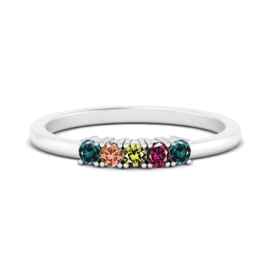 Multi-Stone Family Ring & Elegant Birthstone Ring in Sterling Silver