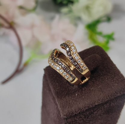 Brown & White Engagement Enhancer Wrap Ring in 14K Rose Gold Finish-Ring Wrap Enhance-AJUKEnterprise
