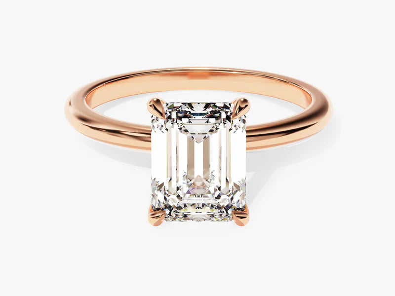 2 CT Emerald Cut Solitaire Moissanite Engagement Ring in 14K Solid Gold - Christmas Gift For Her