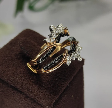 Black & White Diamond Wedding Enhancer Ring-Ring Wrap Enhance-AJUKEnterprise