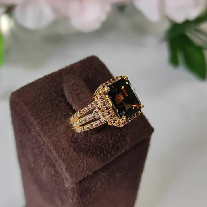 2.50 Ct Radiant Cut Brown Diamond Engagement Wedding Ring 14K Yellow Gold Over Valentine's Day Gift For Her