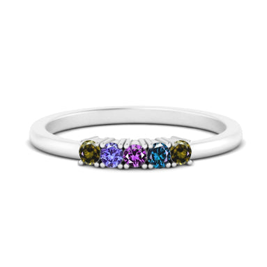 Multi-Stone Family Ring & Elegant Birthstone Ring in Sterling Silver