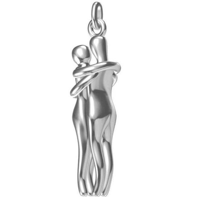 The Hugging Couple Pendent in 925 Sterling Silver - Dancing Couple Pendent - Anniversary gift - Free 18 inch Cable Chain