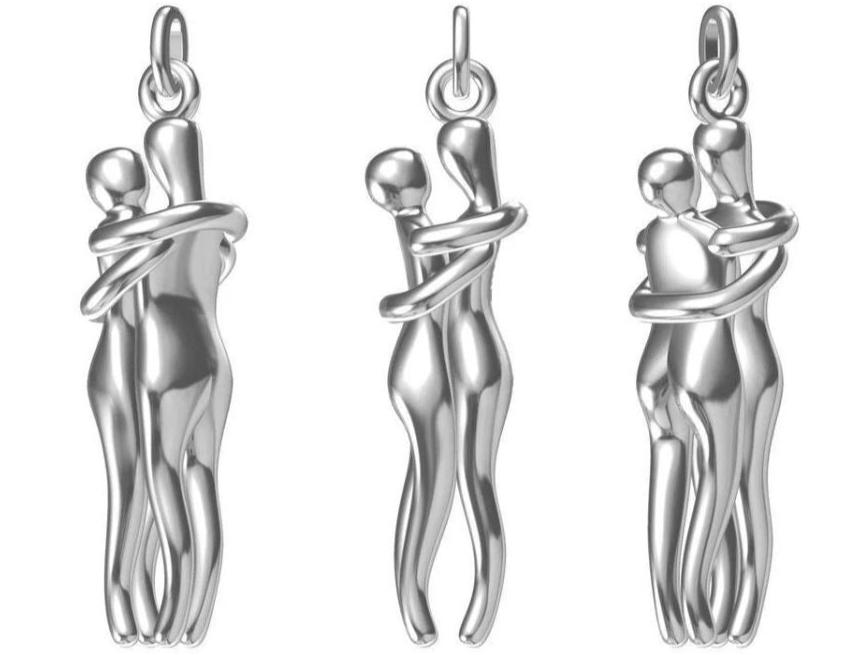 The Hugging Couple Pendent in 925 Sterling Silver - Dancing Couple Pendent - Anniversary gift - Free 18 inch Cable Chain