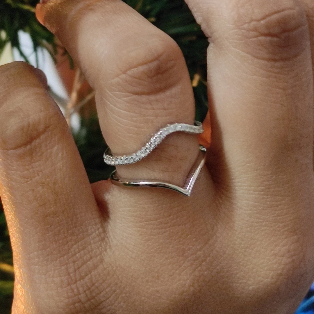 V-Shaped Wrap ring Jacket in 925 Sterling SIlver - Special gift For her