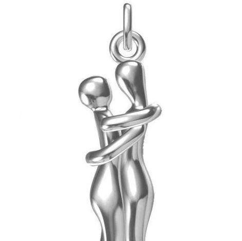 The Hugging Couple Pendent in 925 Sterling Silver - Dancing Couple Pendent - Anniversary gift - Free 18 inch Cable Chain