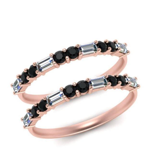 Black Diamond Ring Enhancer in 14k Rose Gold Finish - Special Gift For Her