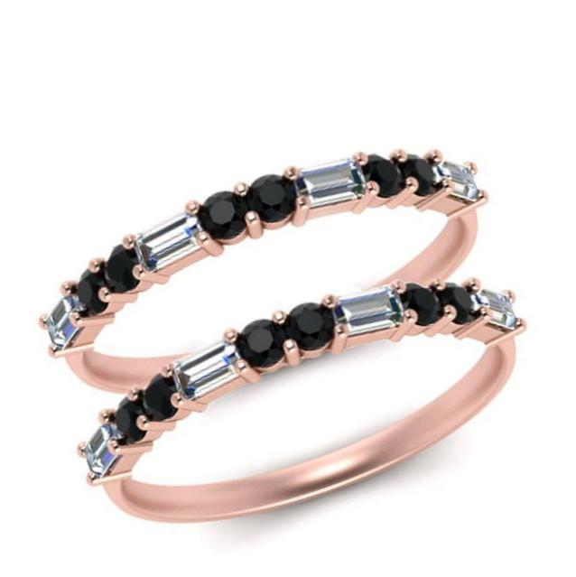 Black Diamond Ring Enhancer in 14k Rose Gold Finish - Special Gift For Her