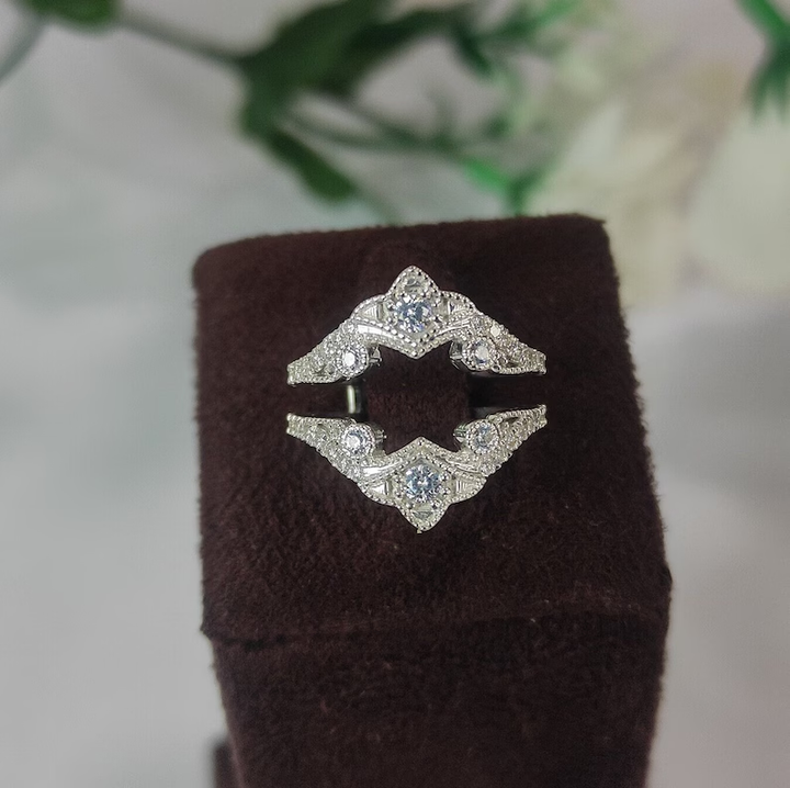 Vintage Diamond Enhancer Wrap Engagement Wedding Band Ring-Ring Wrap Enhance-AJUKEnterprise