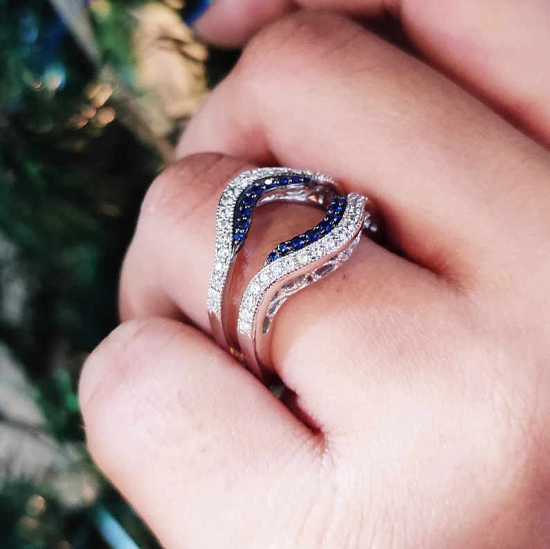 Round Cut Blue Sapphire Diamond Ring 925 Sterling Silver Solitaire AJU Enterprise