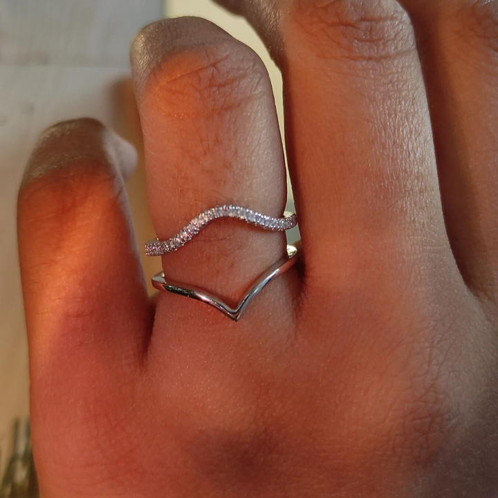 V-Shaped Wrap ring Jacket in 925 Sterling SIlver - Special gift For her