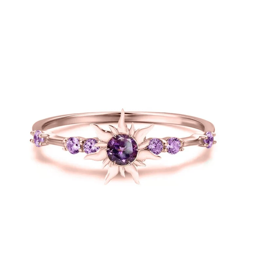 Womens Amethyst Ring - Dainty Promise Ring Gift in Rose Gold