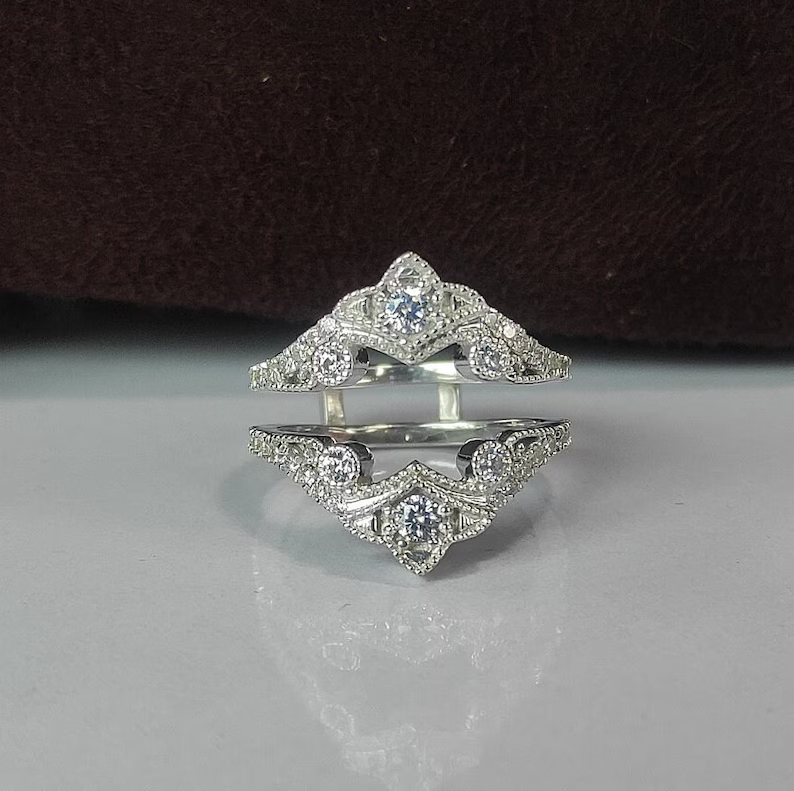 Vintage Diamond Enhancer Wrap Engagement Wedding Band Ring-Ring Wrap Enhance-AJUKEnterprise